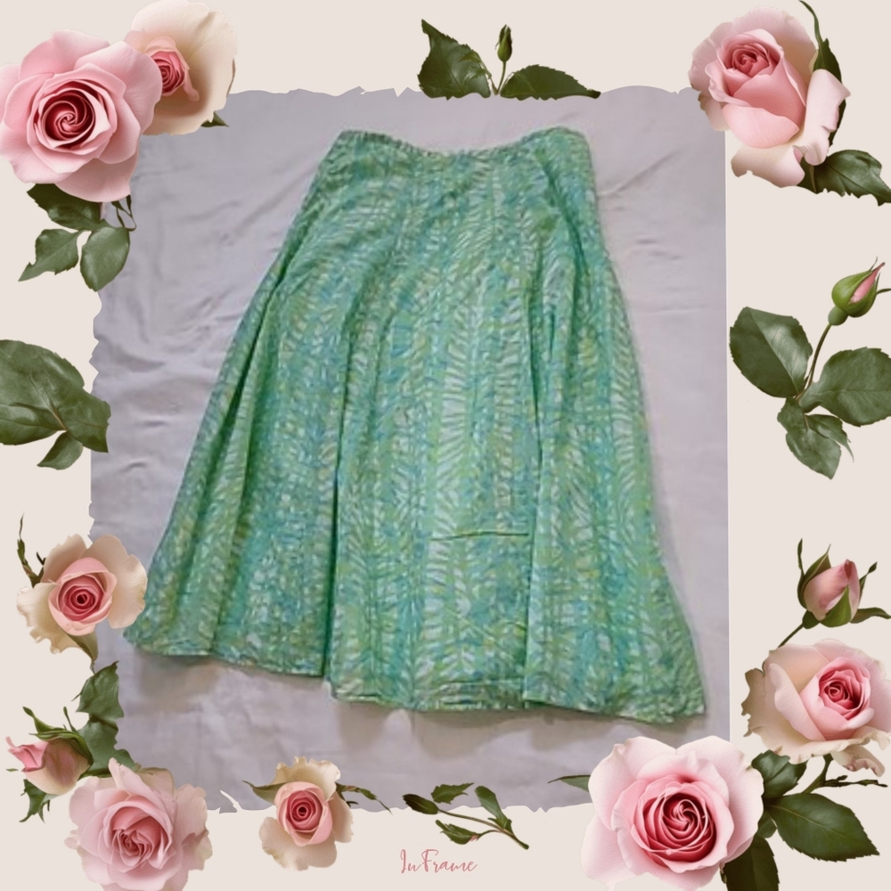 Light Blue Patterned A-Line Women's Skirt Size 24w